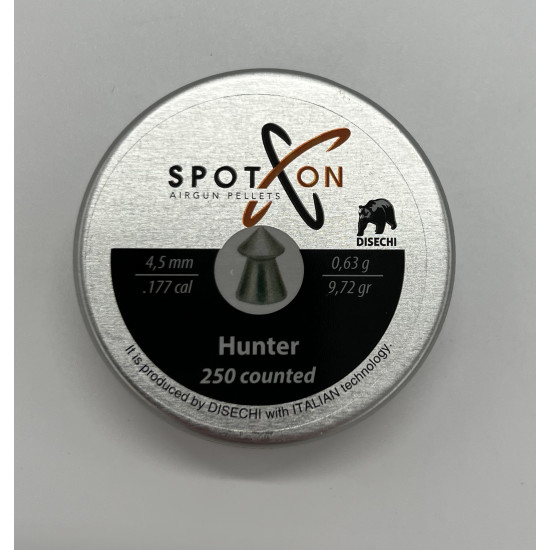 Кулі пневматичні SPOTON Hunter. Кал. 4,5 мм. Вага - 0.63 г. 250 шт/уп
