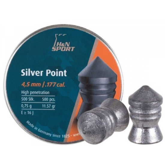 Кулі пневматичні H&N Silver Point. Кал. 4,5 мм. Вага - 0.75 г. 500 шт/уп